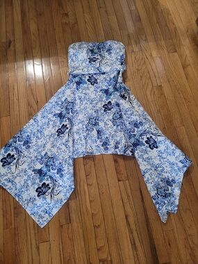 Akira Strapless Blue Floral Dress